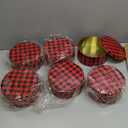 6 Pcs 7'' Christmas Cookie Tins with Lids Metal Christmas Tins Round Metal Cookie Tin Container Holiday Storage Box for Baking Chocolate Snack Storage Gift Giving (White Black)