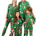 ANGELGGH Onesie Christmas Family Matching Pajamas Adult Couples Men PJs Hooded Women Novelty One-piece Sleepwear (Green)