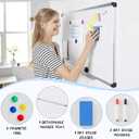 DUMOS Magnetic White Board Kit for Wall 36" x 24", Dry Erase Board with 1 Dry Eraser & 2 Multicolor Markers & 4 Magnetic Pins, Reinforced Aluminum Frame for Home, School & Office