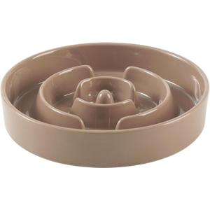Ceramic 3.2 Cup Slow Feeder Dog Bowl for Large Dog, 9.5inch Puzzle Food Dish, Anti-Gulping, Stop Bloat, Preventing Choking (Single Bowl-Brown Coffee)