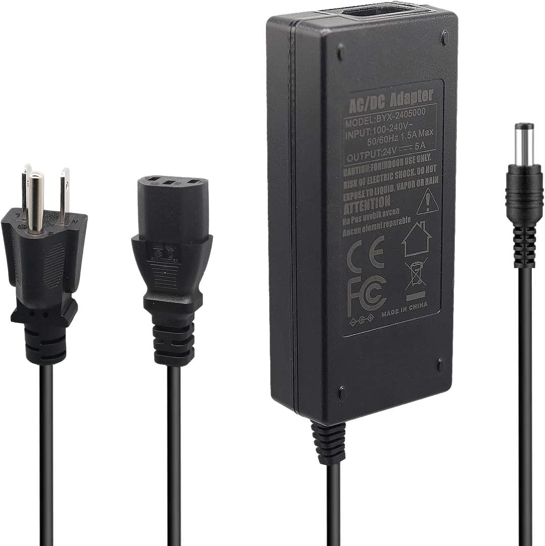 PAUTIX 24V DC Power Supply Adapter 24Volt 5A 120W AC to DC Converter Transformer 100-240V AC Input with 5.5 x 2.1mm US Plug for LED Strip, CCTV Camera