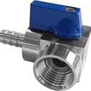 Beduan Stainless 3/8" Barbed x 1/2" NPT Female 90 Degree Elbow Ball Valve Shut Off