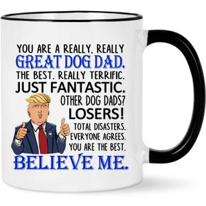 3 x WENSSY You're a Really Dog Dad Mug, Best Dog Dad Gifts, Funny Birthday Father's Day Gifts for Dogdad from Daughter Son 11 OZ Black Handle