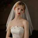 2 x Wedding Veils for Brides Lace Veils for Women with Comb 1 Tier Fingertip Length