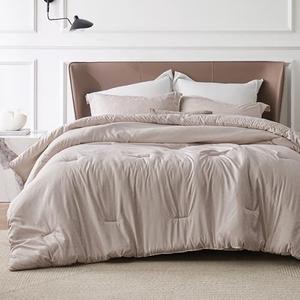 Bedsure Oversized King Comforter Set - Warm Taupe Soft Bedding for All Seasons, Cationic Dyed Bed Set, 3 Pieces, 1 Oversized King Size Comforter (120"x 98") and 2 Pillow Shams (20"x 36"+2")