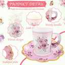 24 Sets Disposable Paper Tea Cups 7 OZ Floral Tea Party Cups with Handle and Plates Teacups and Saucer Sets for Garden Party Baby Bridal Shower Birthday(Watercolor Style)