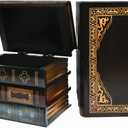 2 Pack Decorative Book Boxes Wooden Antique Book Decorations Vintage Book Storage Box (Style A)