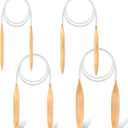 Bamboo Circular Knitting Needles Set  US Size 15 19 35 50 (10 15 20 25 mm) Circular Wooden Knitting Needles with Plastic Tube Natural Wood Jumbo Needle for Chunky Yarn Giant Circular Knitting Needles