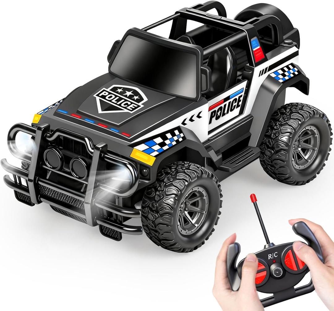Remote Control Car for Kids, Police Rc Cars Toys for Boys Age 3 4 5 6 7 8-12, 1:20 Scale Rc Truck with LED Headlights Racing Toy Car Birthday Easter Gifts for Kids