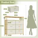 Solid Wood Dresser, Dresser with 6 Drawers, Solid Bamboo Frame Paired with Fabric Storage Boxes, Large Capacity, Stable and Durable, Versatile Style, for Bedrooms, Living Rooms, and Hallways, 11.8"D x 39.4"W x 37.8"H