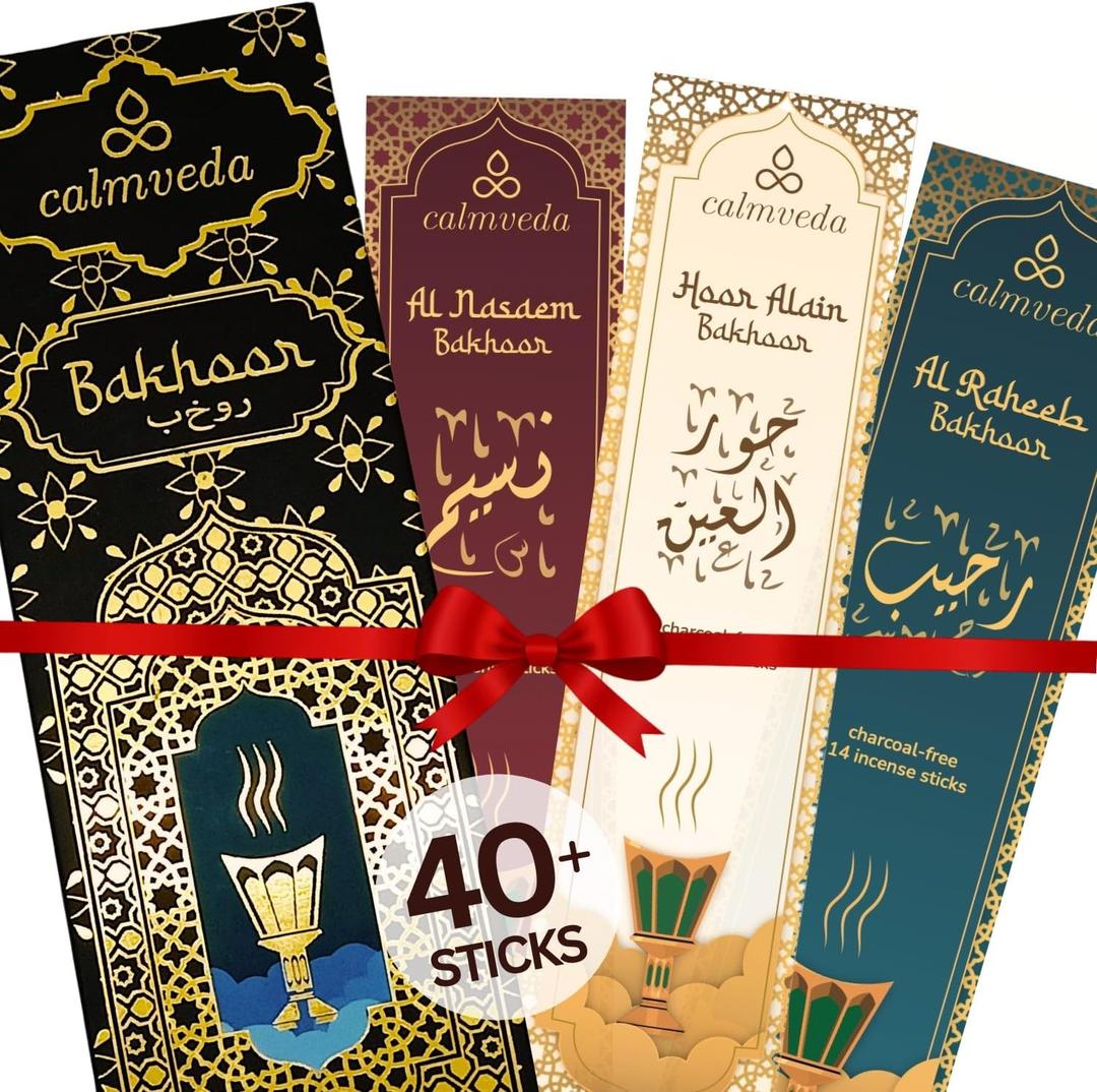 Arabian Oud Bakhoor Incense Sticks -   (3 Variants, 40+ Incense) Deep Warm Arabic Incenses Like Al Nasaem, Hoor Alain & Al Raheeb Oud Bukhoor | Perfect Islamic Gifts or Eid Gifts