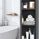 CHOEZON Bathroom Medicine Cabinet, Wall-Mounted Bathroom Vanity with Mirror, Bathroom Medicine Cabinet with Storage Function, Hanging Storage Cabinet, Adjustable Shelves, Black