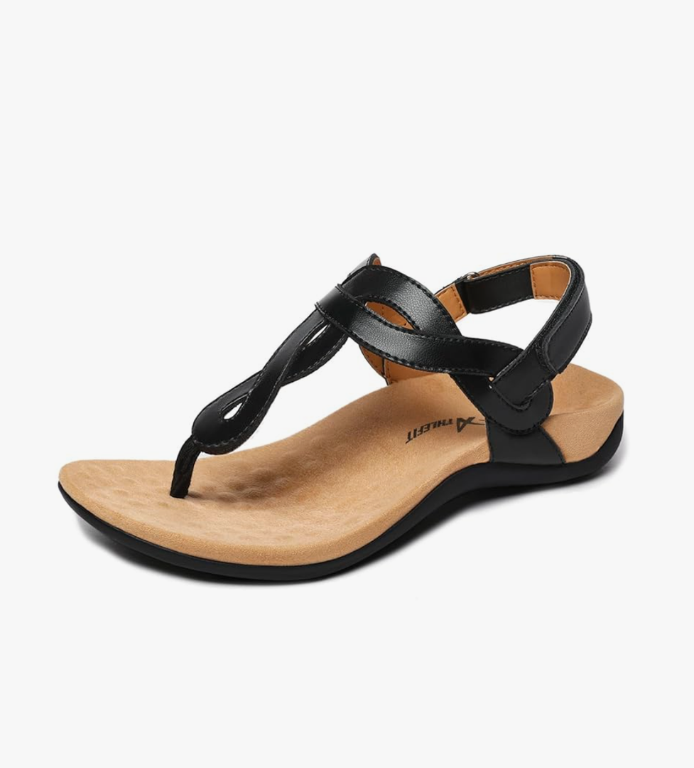 Athlefit Women's Orthopedic Arch Support Sandals Comfortable Thong T-Strap Orthotic Casual Flat Sandals Size 10