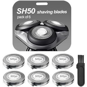 SUPERNB SH50 Shaver Replacement Heads Compatible with Philips Norelcos Series 5000 Razors, Rotary Replacement Blades with High Performance - Fast, Smooth and Close, 6Packs.