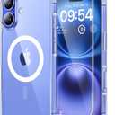 TAURI for iPhone 16 Case, Compatible with MagSafe, with Screen Protectors, Anti-Yellowing Military-Grade Protection, Shockproof Slim Magnetic Phone Case for iPhone 16 6.1", Clear