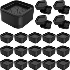 20 Pack Stackable Furniture Risers, 1.38" Bed Risers Desk Leg Risers, Black Stackable Square Bed Lifts Risers, Heavy Duty Square Furniture Raising Blocks for Couch/Table/Desk/Chair/Sofa/Cabinet