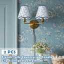 VIHOSE 2 Pcs Small Scalloped Lamp Shades Chandelier Lamp Shades 3 x 6 x 6 Inch Blue and White Linen Fabric Mini Scallop Lampshades with Trim Natural Tapered Lampshades for Wall Sconce Pendant Light