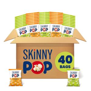SkinnyPop Popcorn, Original and White Cheddar Variety Pack, Whole Grain, Dairy-Free Snack, 0.5oz (40ct)
