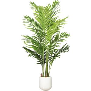 Artificial Palm Tree 5FT, Fake Tree Tall Fake Plant with White Planter, Artificial Tree Faux Floor Plant Artificial Plant Indoor for Home Office Living Room Decor