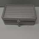 SPAKOWN Ring Box Display Holder, Clear Velvet Jewelry Storage Tray Organizer for Ring Stud Earring (Grey - 3 Drawers)