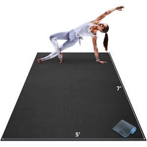 Gorilla Mats Large Yoga Mat 6'x4', 7'x5' (8mm) Extra Thick & Wide Non-Slip Exercise Mat for Home Gym Flooring Ultra Comfortable Workout Floor Mat for Barefoot Fitness, Anti Fatigue, Stretching