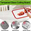 2 Pack Clear Glass Cutting Board, 2 Size Chopping Board with Non-slip Edges, Tempered Cutting Board with Hanging Hole for Kitchen Counter, Meal Prep, Dishwasher Safe (15"x 10", 12"x 8")