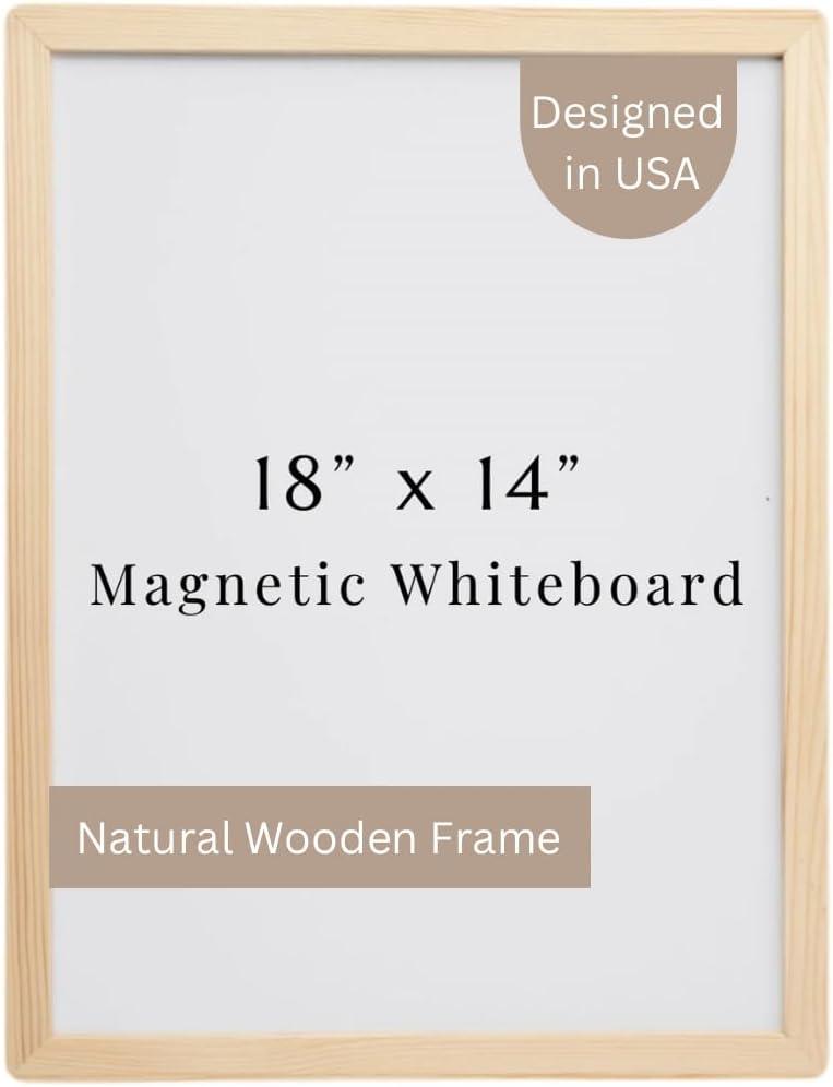 Magnetic 18x14 Dry Erase Board with Wooden Frame, Modern Free Standing or Wall Mounted Design for Office, Learning at Home or in The Classroom