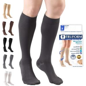 Truform 2030 mmHg Compression Stockings for Men and Women Knee High Length Closed Toe, Charcoal, X-Large Pair, 1 Count