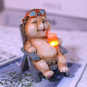 FOXMIS Solar Hedgehog Garden Decor Statues for Outside Lawn Yard Patio, Home Office Halloween Decorations Indoor Lights, Ideal Ornaments Birthday Gifts for Mom Women Grandma