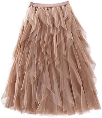 Femiserah Women's Long Rainbow A Line Tulle Tutu Skirts Tiered Skirt Petticoat S/M