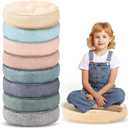 Juexica 8 Pcs Floor Cushions for Kids Floor Pillows Flexible Seating Cushions 3.5'' Thick Flexible Seating Classroom Furniture Meditation Seat Pillows for Home Nursery Yoga Decor(Morandi,Round), 15.7 X 15.7 X 3.5 Inches