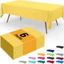 Smiry Disposable Table Cloth - 6 Pack, 54 x 108 Inch Waterproof Rectangle Tablecloths for Parties, Decorative Plastic Table Cover, Leakproof & Sturdy, Yellow