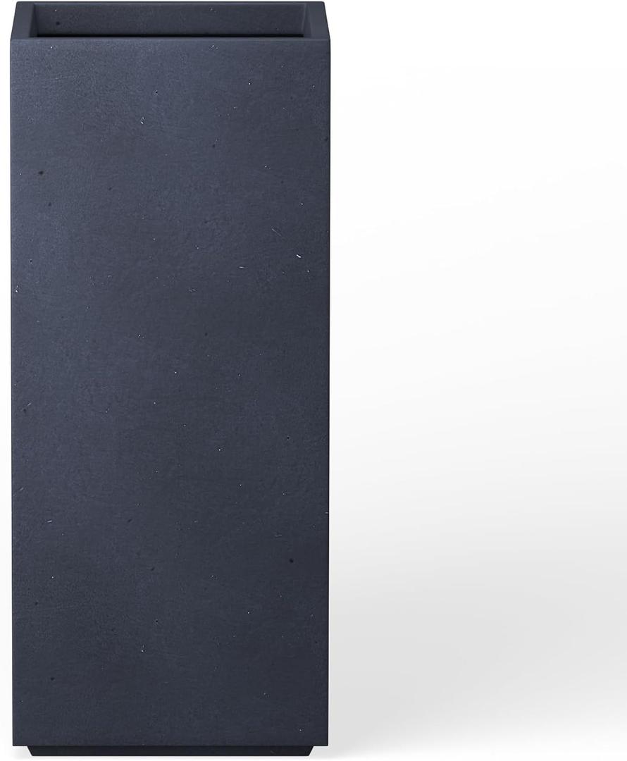 Kante 23.6" H Tall Rectangular Concrete Planter, Modern Square Diameter Plant Pot with Drainage Hole and Rubber Plug for Indoor Outdoor Home Patio Garden, Charcoal