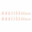 4 x MERVF Almond Press on Nails Medium Fake White French Tip Glue ons Nail Gold Lines Stiletto Acrylic Leaf Print Design Manicure Supplies Glossy 24pcs