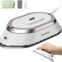Newbealer Travel Iron with Global Voltage, 100-240V Mini Dry Iron for Clothes (No Steam), Max 300W, 60s Heat Up, 302 Non-Stick Ceramic Soleplate, 0.8lbs Ultra-Lightweight (Silver)