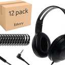 Bulk Headphones for Classroom with Microphone, Heavy-Duty School Pack Wired Headphones for Students. Teacher Must Haves Supplies from Elementary to College (12 Pack Black)