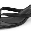 Womens Flip-Flops Kitten Heels Thong Sandals For Women Square Toe Slip On Fashion Summer Dress Sandals (9, Black)