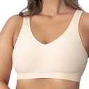 SHAPERMINT Wireless Bras for Women No Underwire  Small to Plus Size Bralettes with Support and Natural Lift (Large: 34DDD/E, 36CD, 38C, Beige, Fixed Straps)