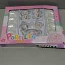 16 Piece Rose Flower Miniature Porcelain Ceramic Tea Set | Kids Toy Mini Pretend Play Kitchen Decorated Playset | Small Party Accessories Teapot, Cups, Sugar Bowl and Creamer