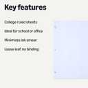 Amazon Basics College Ruled Loose Leaf Paper, 11" x 8.5", 150 Sheets, White, No Binding, 1-Pack