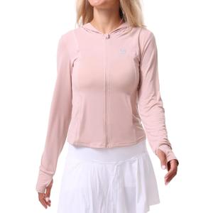 CAMEL CROWN Women's UPF 50+ Sun Protection Jacket Hoodie Lightweight Sunscreen Zip Long Sleeve Shirts for Women with Pocket (Pink, XXL)