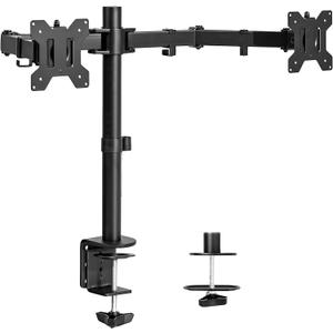VIVO Dual Monitor Desk Mount, Holds 2 Computer Screens up to 30 inches and 22lbs Each, Heavy Duty Fully Adjustable Steel Stand with C-Clamp and Grommet, Black, STAND-V002