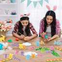 Easter Bulletin Board Decorations Set, Tell Your Peeps He is Risen Cross Easter Christian Bulletin, 80 Pieces Thick Cardstock Sunday School Classroom Church Chalkboard Decoration