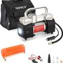 GSPSCN Silver Dual Cylinder 12V Air Compressor Pump for Car, Heavy Duty Portable Tire Inflator 150PSI with LED Work Lights for Auto,Truck,SUV, RV,Balls etc