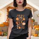Thanksgiving Shirts for Women Thanksgiving T-Shirt Thankful Pumpkin Leaf Tee Tops (Small, Grey)