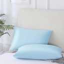 2 x Vaulia Cooling Pillow Cases for Hot Sleepers, Cool Pillowcases for Night Sweats, Soft Silky Breathable Pillow Covers Set of 2 Standard Size with Envelope Closure, Blue, 20x30 Inches