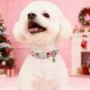 Maca Bates Christmas Pink Basic Dog Collar for Extra Large Girl Boy Dogs with Cute Gingerbread Man Charm Soft Adjustable Durable Collars,Winter Gift for Female Male Puppy with Safety Plastic Buckle
