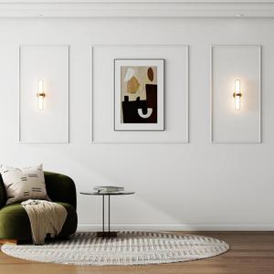 Pangda Peel and Stick Wall Molding Kit, 3D Premade Accent Molding Wainscoting Panel for Interior Wall Moulding Decor, Ready to Assemble Wainscoting Accent Panel(3 Set,21.65x43.3in+43.3x43.3in)