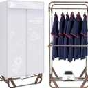 Uten Clothes Dryer, 1500W Power Electric Clothes Dryer Machine with Timer, 2-Tier Laundry Drying Wardrobe, Foldable Clothes Drying Rack and Dryer for Travel, Apartments, RV, Home (66inch, Gray)