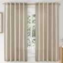 MIULEE Faux Linen Curtains 63 Inch Length 2 Panels Natural Burlywood Birch Semi Sheer Curtain with Back Tab Rod Pocket, Light Filtering Window Privacy Burlap Drapes for Living Room Bedroom 42W x 63L